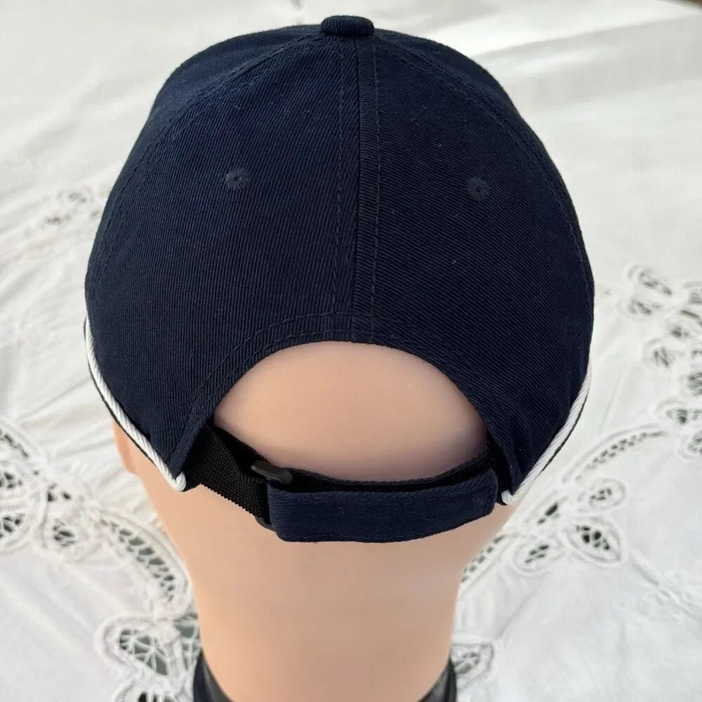Japanese Flag Logo Baseball Cap Navy Blue w/White Trim Cotton Adjustable 58cm